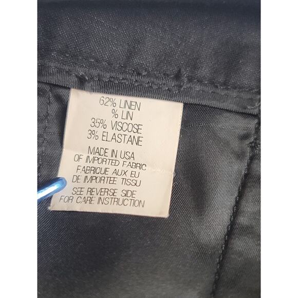 Theory Trouser Pants Womens SZ 10 Straight Leg Linen Blend High Rise Black - Picture 5 of 9